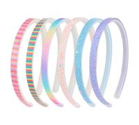 Exipsat Glitzer Haarreif Glitzer-Stirnband, Kunststoff-Stirnbänder, 6 Stück, funkelnde, süße, rutschfeste Haarbänder, Regenbogen-Haarbänder, bunte Haar-Accessoires