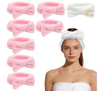 Exipsat Haarband Set 8 Stück, Stirnband Damen 1 Bride Golddruck & 7 Rosa, Kosmetikband für Beauty Makeup Abschmink Skincare, Damen Kosmetikset Geschenk