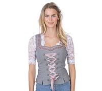 Exklusives Designer Trachten Mieder - Korsage grau/Altrosa - Jaquard & Satin Trachtenmieder Luise (38)