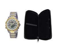 EXKLUSIVSET MIT GRATIS REISE-ETUI: Eco Tech Time Solar Drive Funk Alaska Herrenuhr World Timer - EGT-11358-55M