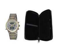 EXKLUSIVSET MIT GRATIS REISE-ETUI: Eco Tech Time Solar Drive Funk Everest II Titan Herrenuhr World Timer - EGT-11323-10M