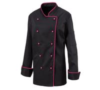 Exner 219 - Damenkochjacke langarm, taillert, Fb. schwarz, mit farbiger Paspel : hot pink 65% Polyester 35%Baumwolle 220 g/m² XS - XS 4251143955979