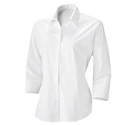 Exner Damenbluse, Baumwollstretch, leicht tailliert mit 3/4-Arm, Fb. weiß, Gr. 36