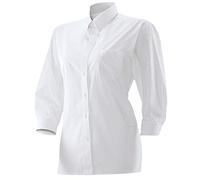 EXNER Damenbluse, leicht tailliert mit 3/4-Arm, Kentkragen, Baumwoll-Mischgewebe, weiß, Größe 42