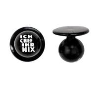 EXNER Kugel-Knöpfe, Kochjacken-Knöpfe, Motiv-Knöpfe, Farbe schwarz Ich Chef, Ihr nix, in VE von 12 Stück (für 1 Kochjacke)