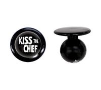 EXNER Kugel-Knöpfe, Kochjacken-Knöpfe, Motiv-Knöpfe, Farbe schwarz Kiss the Chef, in VE von 12 Stück (für 1 Kochjacke)
