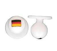 EXNER Kugel-Knöpfe, Kochjacken-Knöpfe, Motiv-Knöpfe, Farbe weiß mit Deutschland, in VE von 12 Stück (für 1 Kochjacke)