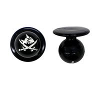 Exner Kugel/Motiv-Knöpfe, schwarz Pirat, Fisch mit 2 Schwertern gekreuzt, in VE von 12 Stück (für 1 Kochjacke)