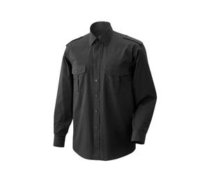EXNER Piloten-Hemd Langarm, mit Schulterklappe, Farbe schwarz, Größe 41/42