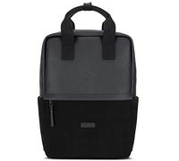 Expatrié Rucksack Damen Schwarz Mila Daypack aus Baumwoll Canvas & veganem Leder - Tagesrucksack Klein für Freizeit & Business - 12 Liter Tasche mit 15 Zoll Laptopfach