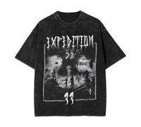 Expedition 33 Grafik-T-Shirt, Gewaschenes Schwarz Im Hip-Hop-Stil, Kurzärmelig Mit Rundhalsausschnitt (Black 2,M)