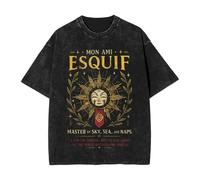 Expedition 33 Grafik-T-Shirt, Gewaschenes Schwarz Im Hip-Hop-Stil, Kurzärmelig Mit Rundhalsausschnitt (Black 11,XXL)