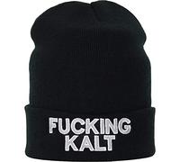 EXPRESS-STICKEREI Lustige Strickmütze - Warme Wintermütze mit Spruch Fucking kalt - Beanie für Damen und Herren - Unisex Wollmütze - Haube mit Spruch