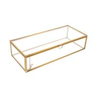 EXQUIMEUBLE Glas Schmuckschatulle Vintage Rechteckige Schmuckaufbewahrungsbox Mit Schutzdeckel Kleine Aufbewahrungsbox Für Armbänder Ringe Ohrringe Stilvolle Heimdekoration