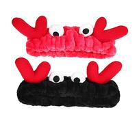 EXQUIMEUBLE Kosmetik Haarbänder Damen 2 Stück Spa Stirnband aus Weichem Korallenvlies 3d Rentiergeweih Make Up Stirnband Elastisch für Hautpflege Gesichtwäsche Yoga