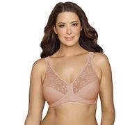 EXQUISITE FORM Fully Damen BH - Vorderverschluss BH mit Stützeffekt und Spitze Stütz-BH Frontverschluss BH Große Größen BH Rose-Beige Größe 80E