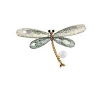 Exquisite Libelle Brosche Pin für Frauen Mädchen Zirkonia Kristall Süßwasserperle Revers Jacken Abzeichen Broschen Pins Weihnachten Hochzeit Schmuck, Metall, Perle