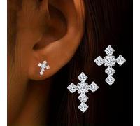 Exquisite Zirkon-Ohrstecker in Kreuzform für Damen, Alltag, Freizeit, Arbeit, Party, Schmuck, Geschenke