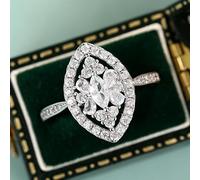 Exquisiter Pavé-Ring mit glänzendem Zirkonia, Marquise-Form, für Damen, Brautschmuck, Hochzeit, Verlobung, Schmuck
