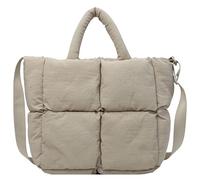 Extolove Puffer Tote Bag Leichte Daunen Baumwolle Gepolstert Puffy Geldbörse Gesteppte Puff Crossbody Taschen für Damen, Beige, Medium