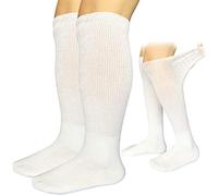 Extra breite Diabetiker-Socken für Lymphödeme, bariatrisch, nicht bindend, kniehohe Socken für geschwollene Ödeme, Gipsfüße, übergroße Beine für Männer und Frauen, 2 Paar (weiß/kniehoch (2 Paar))