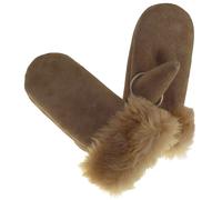 extra dicke Fäustlinge aus echtem Lammfell für Damen beige, M
