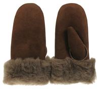 extra dicke Fäustlinge aus echtem Lammfell für Damen braun, L