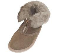 Extra dicke halbhohe Lammfell Schuhe Reißverschluss grau, 40