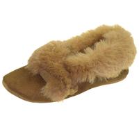 Extra dicke Lammfell Hausschuhe in Ballerina Form beige, 37