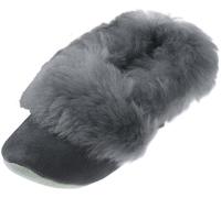 Extra dicke Lammfell Hausschuhe in Ballerina Form grau, 38