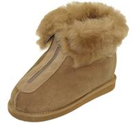 Extra dicke Lammfell Hausschuhe mit Reißverschluss beige, 37