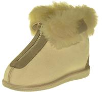 Extra dicke Lammfell Hausschuhe mit Reißverschluss natur, 44