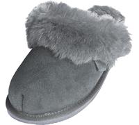 Extra dicke Lammfell Pantoffeln für Damen grau, 40
