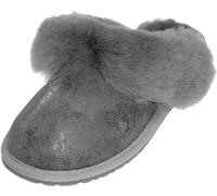 Extra dicke Lammfell Pantoffeln für Damen in 5 Farben 38, Antik Grau
