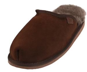 Extra dicke Lammfell Pantoffeln für Herren braun, 41