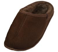 Extra dicke Lammfell Pantoffeln mit Ledersohle für Damen und Herren braun, 39