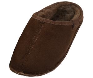 Extra dicke Lammfell Pantoffeln mit Ledersohle für Damen und Herren braun, 45