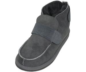 Extra dicke Lammfell Schuhe mit Klettverschluss geschlossen dunkelgrau, 42