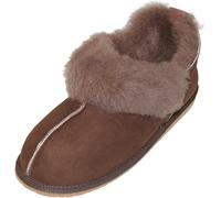 Extra dicke Lammfell Schuhe mit Umschlag dunkelbraun, 38