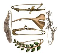 Extra große dekorative Sicherheitsnadeln für Kleidung, Vintage-Brosche für Damen, riesige Retro-Pullover-Anstecknadeln (Bronze) - Modeschmuck-Zubehör für Schals, Hüte, Bastelarbeiten, 6 Stück