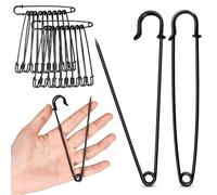 Extra große, robuste Sicherheitsnadeln - 12,7 cm, schwarz, große Jumbo-Sicherheitsnadeln, 20 Stück für Kleidung, Decken, dicken Stoff, Dekorationen