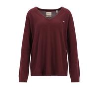 GANT Damen Strickpullover aus Lammwoll-Mix mit V-Ausschnitt Bordeaux Größe M