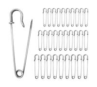 Extragroß Sicherheitsnadel, 30 Stück Heavy Duty Sicherheitsnadel, 50/60/70mm Sicherheitsnadeln Sortiert für Kleidung, Quilten, Kunsthandwerk, Charms, Decken, Röcke, Schal (Silber )