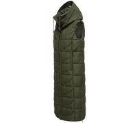 Extralange Steppweste mit Kapuze "Brezelchen" Dark Olive L