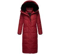 Navahoo Damen Wintermantel Warmer Steppmantel extralang mit Abnehmbarer Kapuze Hingucker XIV Dark Red Gr. L