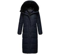 Navahoo Damen Wintermantel Steppmantel extralang mit Abnehmbarer Kapuze Hingucker XIV Navy Gr. M
