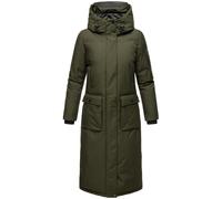 Extralanger Wintermantel mit Kapuze "Wolkenfrost XIV" Dark Olive XS