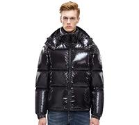 Extreme Pop Herren Daunenjacke Gänsedaunen mit Kapuze Herren Daunenjacke Silber und Schwarz Britischer marke letzte Woche mit großen Verkäufen (XL, Schwarz 4)