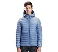 Extreme Pop Herren Gänsedaunenjacke Winter Kapuzenmantel (L, Dunst blau)