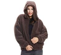 Extreme Pop Weiche Damen Teddy Sherpa Fleece Kapuzenjacken Winter Hoody Coat UK Brand (XL, Kaffee)